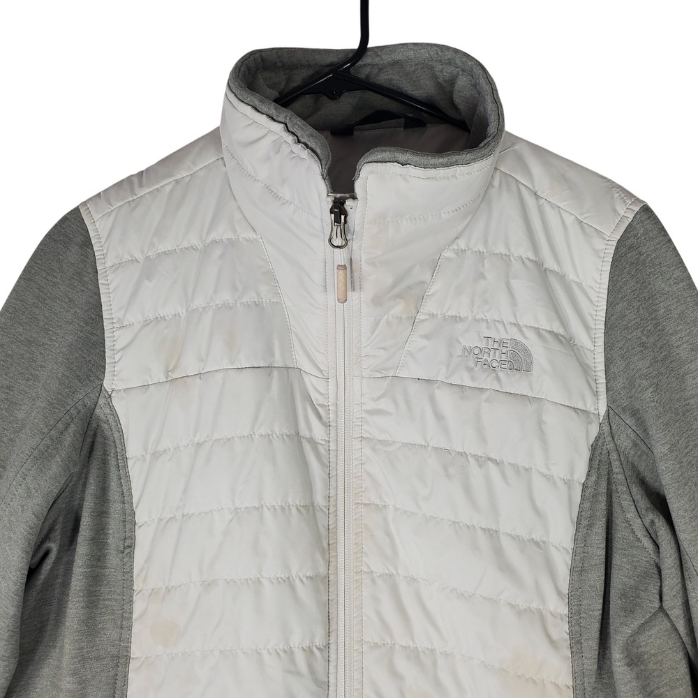 The North Face Womens Hybrid Quilted Full Zip Jacket Grey White XL